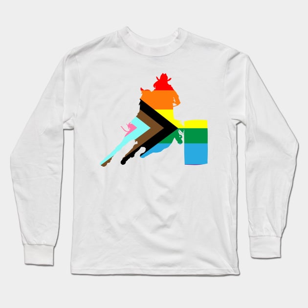 Barrel Rider 1: Queer Pride Flag Long Sleeve T-Shirt by ziafrazier